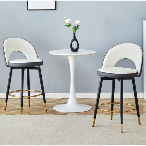 Tabouret de bar pivotant 360° dossier ajouré métal PU OKMYHOME (1/5)