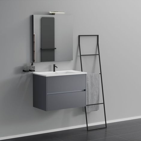 Inda - Mobile bagno 2 cassetti L.80 con lavabo specchio e lampada (1/5)