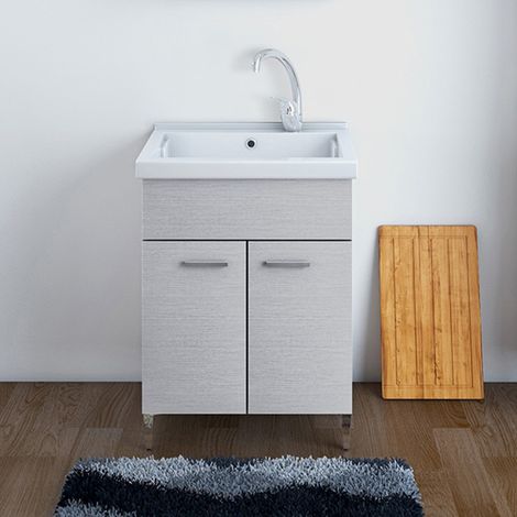 Mobile Lavatoio in ceramica Grigio 60x50 cm ideale per interni (1/5)