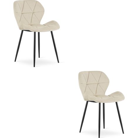 Chaise - leobert - mango - velours beige clairpieds noirs - lot de 2 211770218 (1/5)