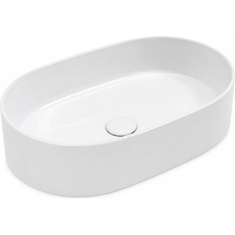 Lavabo ovalado de encimera de 50×30 cm, blanco - Aquaterris (1/5)