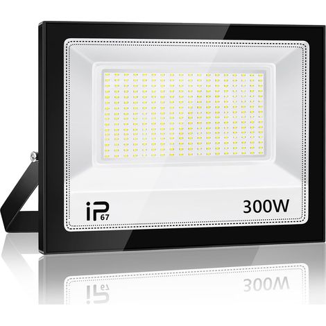 300W Projecteur LED，30000lm Spot LED Extérieur，7000K Blanc Froid，IP67 Etanche Super Lumineux Eclairage Exterieur，Éclairage mural d'extérieur pour Jardin, Patio, Garage