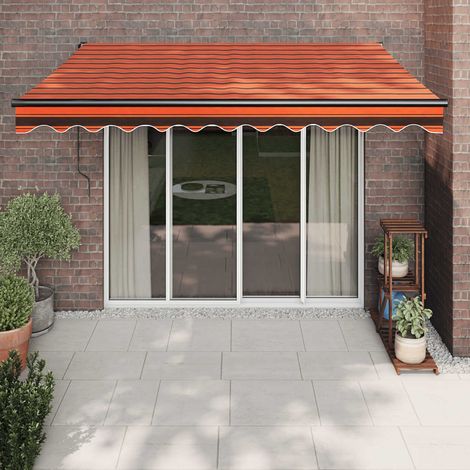 Auvent rétractable, Store Banne, Marquise Brise-soleil orange et marron 3,5x2,5m tissu et aluminium LKOWF40078 (1/5)
