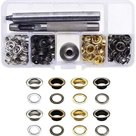 DOLASO 120Set Ösen-Set für Kleidung, Leder, Leinwand und Heimwerker mit 3-teiligen Ösen, selbstsichernden Werkzeugen – 6,5 mm Innendurchmesser (1/5)