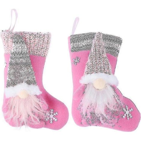 2 Stück Weihnachtsstrumpf-förmige Deko-Anhänger mit gesichtsloser Puppe und Szenenlayout (1/3)