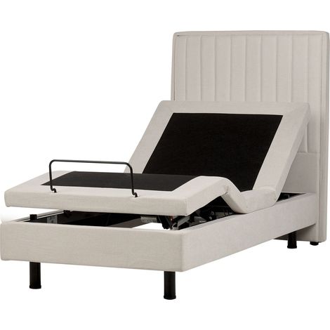 Bett verstellbar Stoff DUKE II 90 x 200 cm Hellbeige