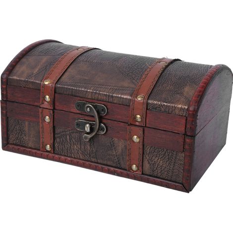 Boîte de rangement ancienne en bois pour accessoires/bijoux, sans serrure. (1/5)