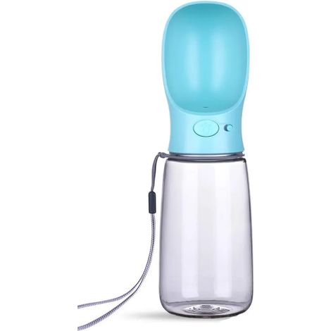 Auslaufsichere Haustier-Wasserflasche Tragbarer Hundestrinkwasserspender mit Fütterungsfunktion Für Outdoor, Wandern, Reisen, lebensmittelechter Kunststoff (Blau) (1/5)