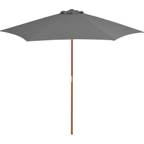 Parasol d'extérieur avec mât en bois 270 cm anthracite - Parasol de jardin protection UV terrasse extérieur ombrage (1/5)