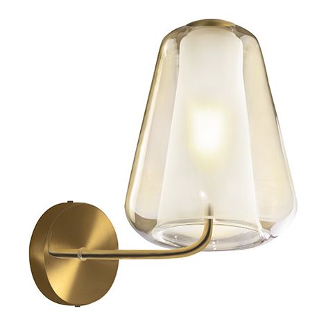 Applique Contemporanea Double Skin Metallo Ottone Vetro Ambra 1 Luce E27