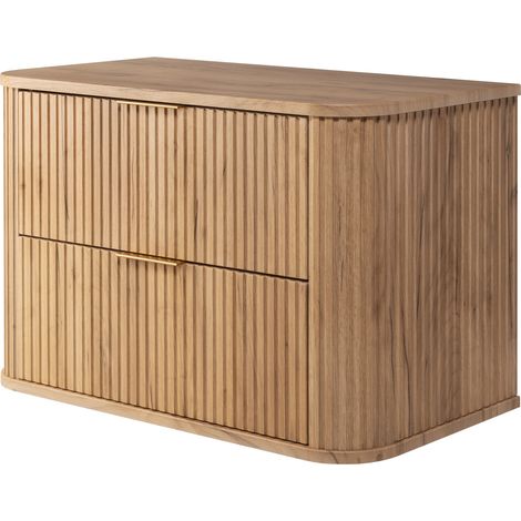 Meuble de salle de bain sur pieds avec tiroirs et pieds métalliques, coloris Chêne Craft, poignée doré, pieds doré, 80 x 41,5 x 66,7 cm (1/5)