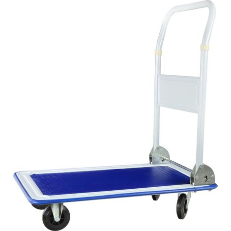CARRELLO DA MAGAZZINO AWTOOLS A 4 RUOTE PIATTAFORMA DA 150 KG 73x47 cm (1/2)
