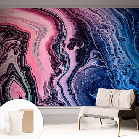 Tapete Vliestapete mit Kleber- abwaschbar - Raumgestaltung  Schlafzimmer Wohnzimmer Tapete Farbenfrohe Wirbel 312x219 cm (1/5)