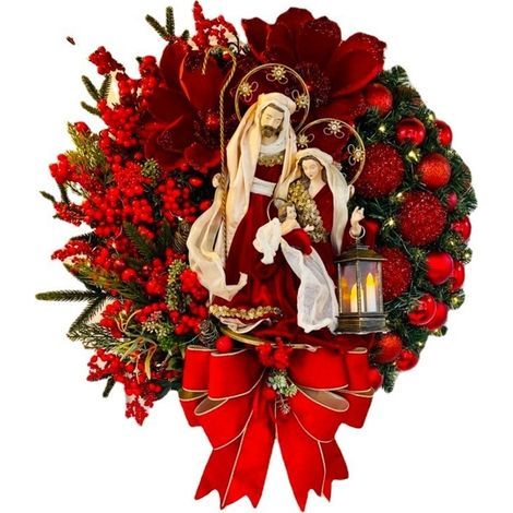 Couronne de Noël avec Jésus, décorations lumineuses à suspendre à la porte, accessoires de décoration pour Noël