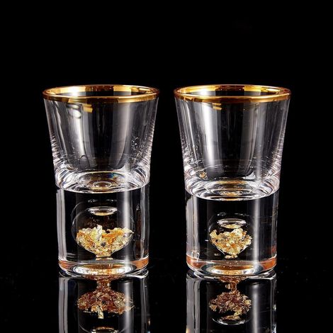 Schnapsgläser 4cl Kristallglas Blattgold 24karätig Schnapsgläser 2 Pcs (1/5)