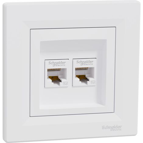 Conector doble para ordenador Asfora 2xRJ45 cat.5e blanco con marco EPH4400121 (1/5)