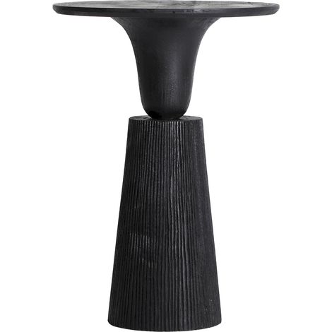 Table d'appoint sculpturale en bois de manguier - noir (1/5)