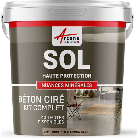 Béton ciré sol en kit, primaire et vernis de finition inclus - 2 m² (en 2 couches) Rosetto Marron Rose - ARCANE INDUSTRIES