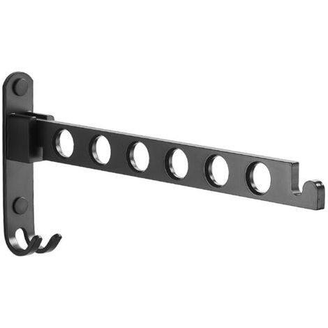 Étendoir Mural (Noir), Cintre Mural Porte-vêtements Pliable, Séchoir à Linge Mural Pliant Rotation 90°pour Balcon, Salle de Bains, Buanderie, Hôtel (1/5)
