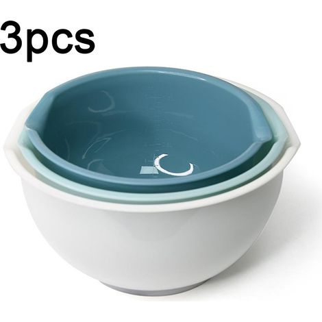 Bol Mélangeur - Plastique - Fond Antidérapant - Bec Verseur - Empilable - Pour Salade Fruits Oeufs - Lot De 3 (1/5)