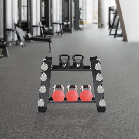 4 Stufen Hantelnhalter, Tragfähigkeit bis zu 150 kg, Halter für Heim, Fitnessstudio, Yoga Studio, 71 20,5 53 cm