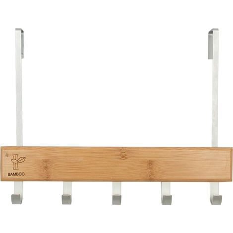 Patère autocollante en Bois Vieilli avec 5 Crochets pour Suspendre Manteaux, écharpes, Sacs à Main et Plus Encore Naturel, Retro Color, 40 30 3.5CM (1/5)