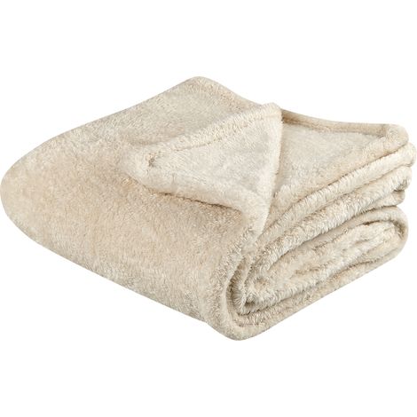 Manta de poliéster beige claro 125 x 150 cm oso peluche accesorio Namdu