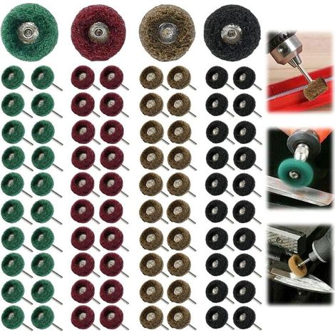 80 PCS Roues de Polissage Abrasif 25 mm Kit Polissage Perceuse Grain 120/180/320/400 Brosses a Tampons de Roue Abrasifs Mini Meules à Polir Kit pour Outil Rotatif De Dremel (1/5)