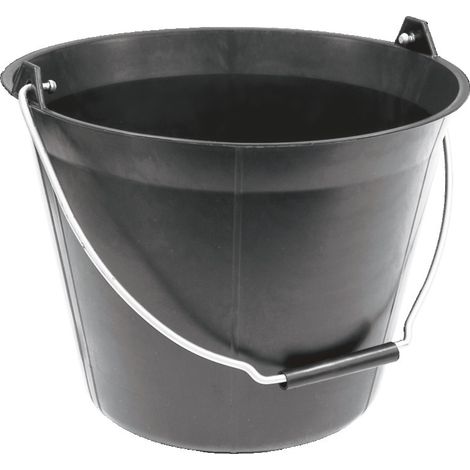 Taliaplast – Seau de maçon plastique noir 11L – Anse large pour confort – Résistance 60 kg – Graduation moulée pour repérage précis