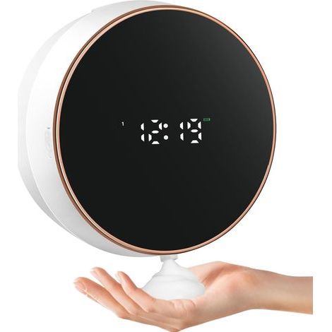 Distributore automatico di sapone da parete, erogatore elettrico di sapone ricaricabile con display della temperatura, adatto a bambini e adulti (Bianco) (1/4)