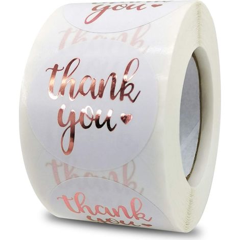 Étiquette autocollante rose doré « Merci » pour emballages cadeaux (mariage, anniversaire, fêtes)