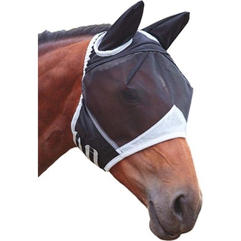 Fine mesh mosquito mask with horse ears Black and white Size M
