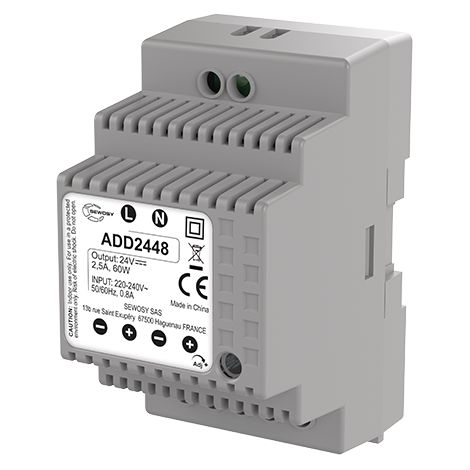 ADD2448 Alimentation sur rail DIN 3 Modules 24V 2A SEWOSY - SEWOSY