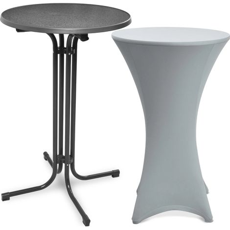 Table haute Outdoor Bellini, pliable, Ø80cm, Gris, avec housse