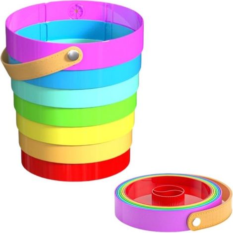 Papelera plegable con asas de colores, ideal para dormitorios, coches, baños, cocinas, escritorios y exteriores. Papelera compacta (1/5)