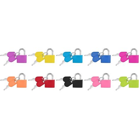 Lot de 10 petits cadenas de voyage avec clé, couleur métal, idéal pour les sacs à dos, les jeux et le fitness (1/5)