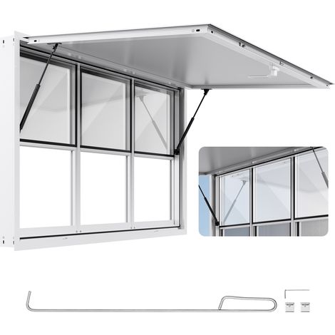 VEVOR Concession Window 152x92 cm, Aluminum Alloy Service Window for Food Truck, Up to 85 Degrees Stand Serving Window with 6 Sliding Windows, Awning Door, and Drag Hook, for Concession Trailers (1/5)