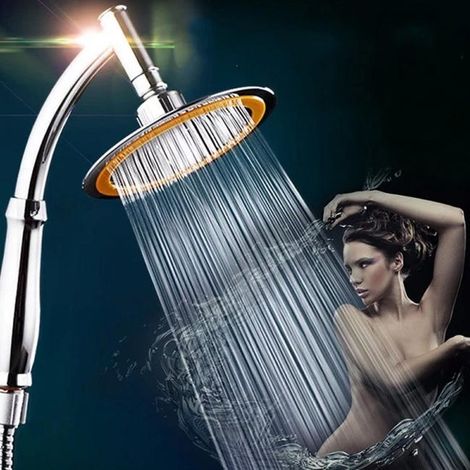 Soffione doccia portatile, alta pressione da 6 pollici, grande spruzzatore rotondo regolabile a 360 gradi, pioggia forte, bagno (1/4)