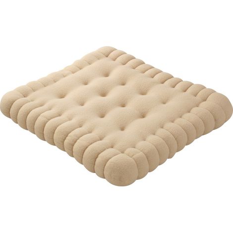 (Beige)1 pcs Adorable Faux Biscuit Rectangle Cushion for Seat, Floor, Bar, Playroom lvory (1/4)