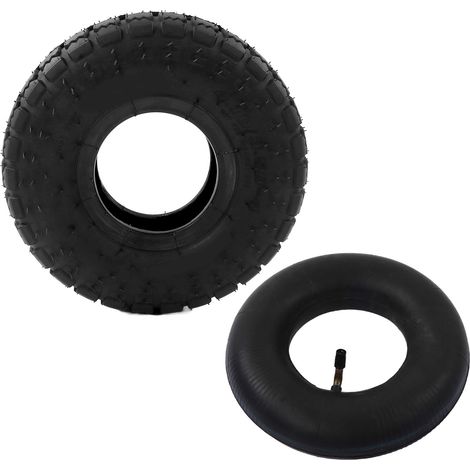 Lot de 2 chambres à air 4.10/3.50-4, pneus universels pour brouettes, diables et remorques de jardin, compatibles avec roues 4 pouces, robustes et durables, idéal pour outils de jardinage et chariots. (1/5)