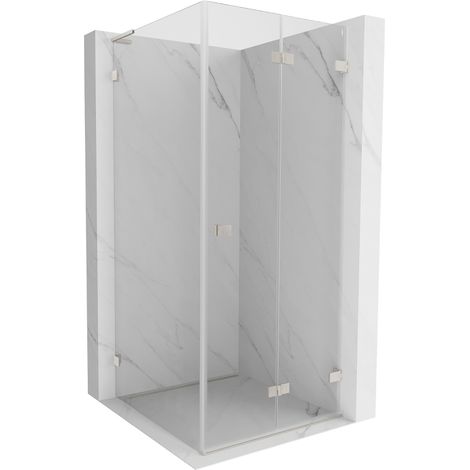 Mexen Lunar-F L faltbare Duschkabine rechts 80 x 80 cm, transparent, gebürsteter Nickel - 836L-080-080-97-00-P (1/5)