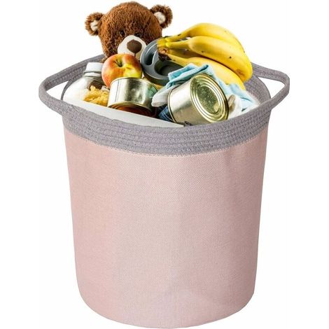 Laundry basket, portable storage bag, foldable waterproof fabric laundry basket, clothes and toy organizer with large capacity (X-Pink Grey) (1/5)