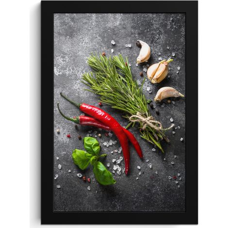 Framed Poster Pepper - Herbs - Spices - Concrete 20x30 cm (1/5)