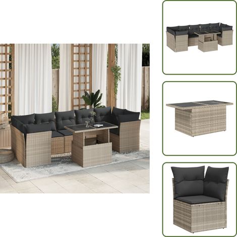 Cuscini da seduta - vidaXL Set Divano da Giardino 8pz con Cuscini Grigio Chiaro Polyrattan - Rattan PE