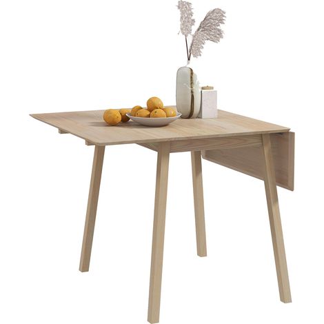 Table de cuisine pliable table à manger pliante avec plateau rabattable en bois pour 2 à 4 personnes bois naturel