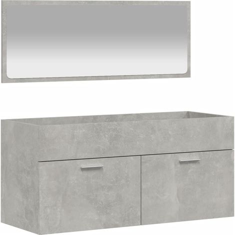 Armoire de bain avec miroir gris béton bois d'ingénierie (1/5)
