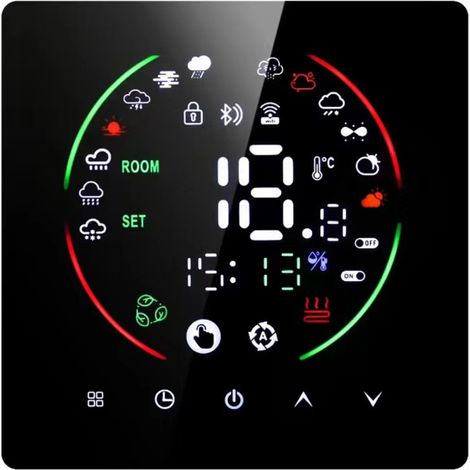 Thermostat intelligent pour chauffe-eau domestique 3A, programmateur de température hebdomadaire, écran LCD, thermostat mural numérique intelligent,thermostat connecté (1/5)