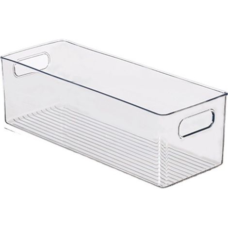 Caja de almacenamiento para gabinete/cocina, contenedor mediano de plástico para refrigerador, caja larga, transparente