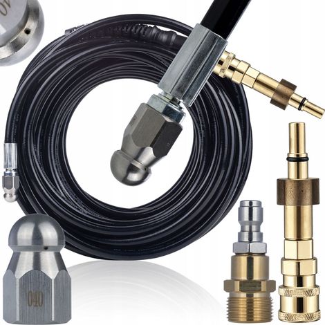 Tubo Alta Pressione 20M – Compatibile con Idropulitrici Bosch, AR, Black&Decker, Makita, Stanley 200 Bar, 3+1 Ugello, M22 + 1/4" Adapter (1/5)