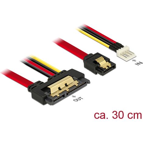 Delock Cable SATA de 6 Gb/s hembra de 7 contactos + AlimentaciÃ³n macho de 4 contactos para disquete  SATA recto hembra, metÃ¡lico de 22 contactos y 3